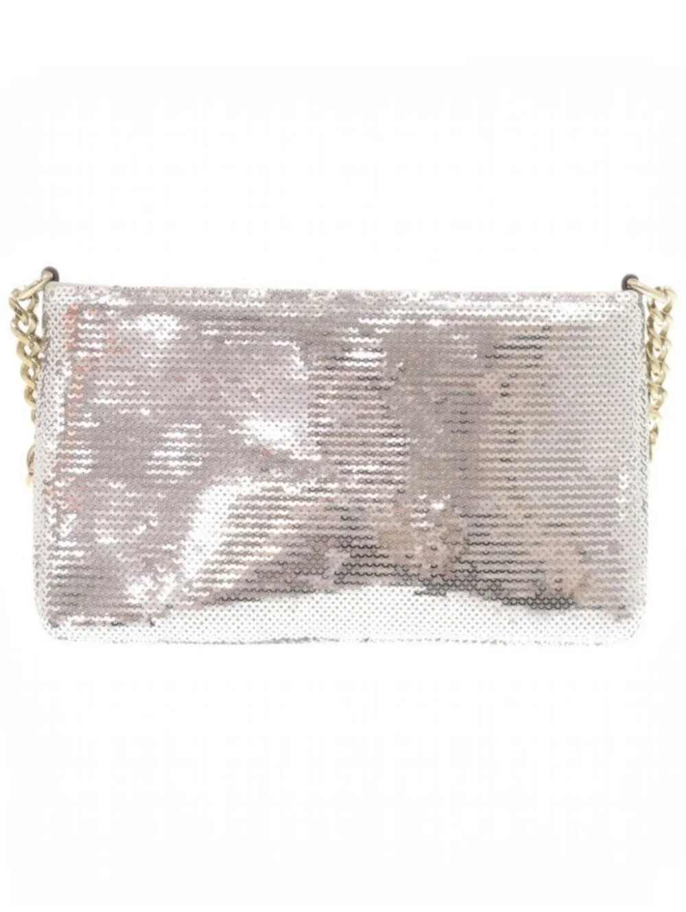 EUC Jimmy Choo Silver Sequin Crossbody with Pink Logo!